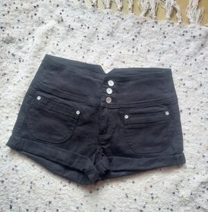 Almost Famous Black 3 Button High Waist Jean Shorts